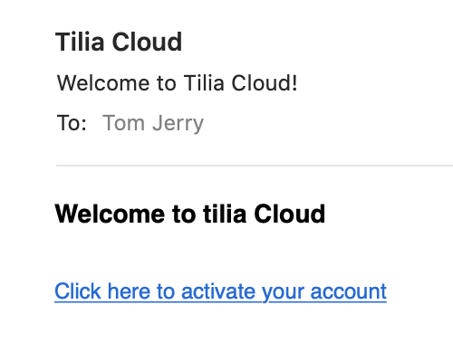 tilia Cloud email